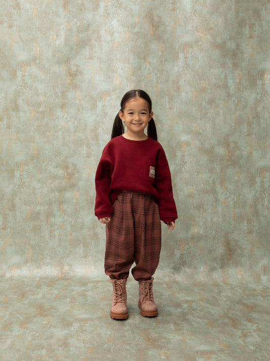 PLEATED PANTS - CHECKED FUCHSIA