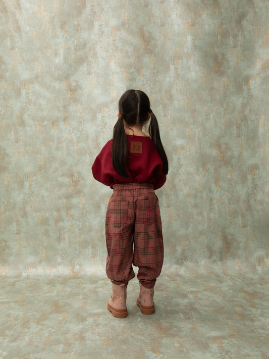 PLEATED PANTS - CHECKED FUCHSIA