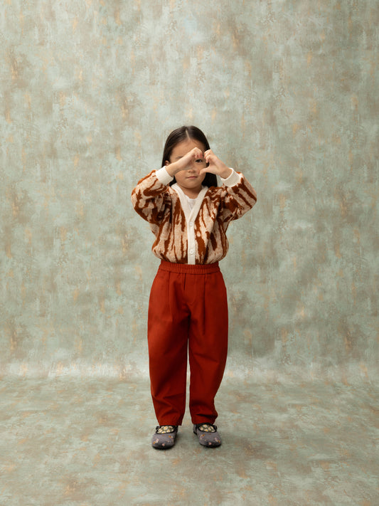 DENIM PLEATED PANTS - COGNAC