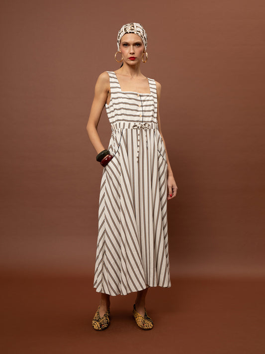 SQUARE NECK DRESS - STRIPES