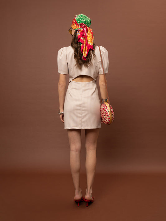 BLAZER-STYLE MINI DRESS - DUSTY PINK