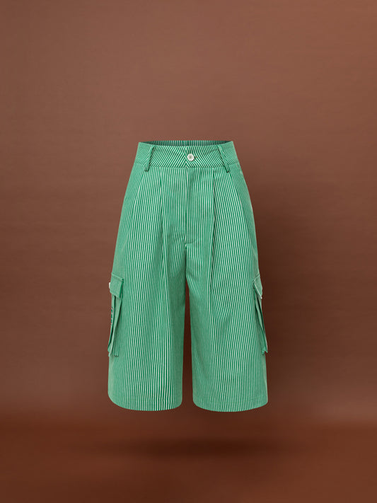 CARGO VERMUDA SHORTS - STRIPES GREEN