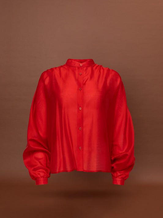 MAO-COLLAR SHIRT - RED
