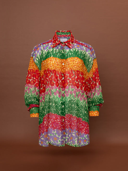 OVERSIZED CHIFFON SHIRT - GARDEN