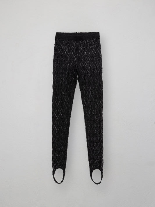 LACE STIRRUP LEGGINGS - BLACK