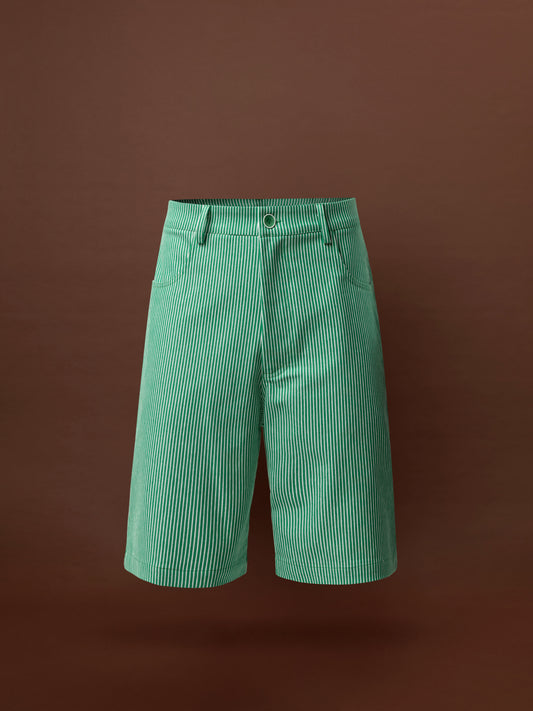 DENIM VERMUDA SHORTS - STRIPES GREEN