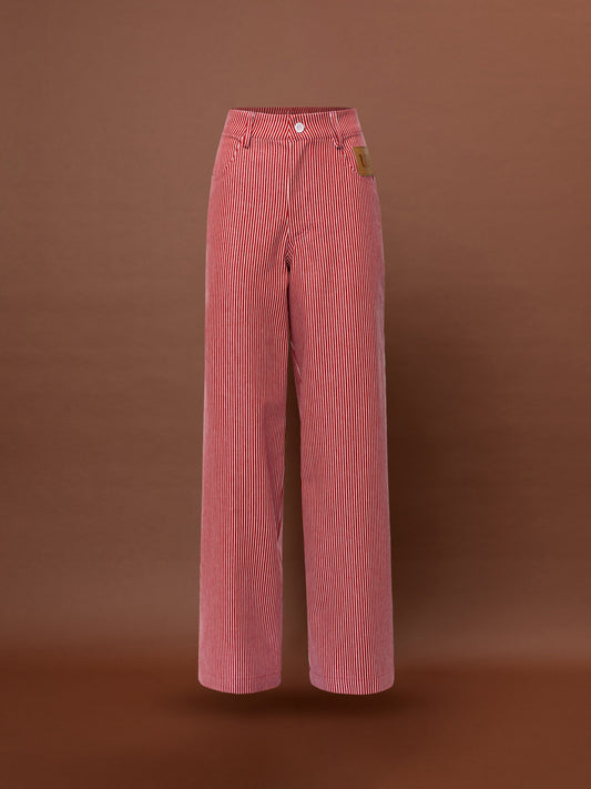 CLASSIC DENIM STRIPED PANTS - RED