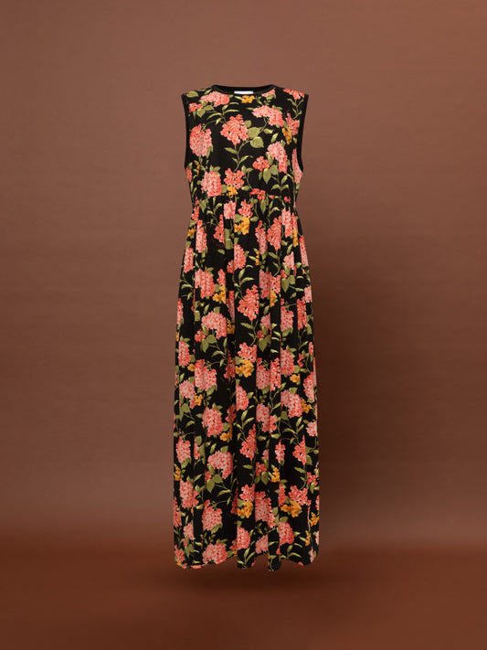 SLEEVELESS COTTON DRESS - ORTANSIES BLACK