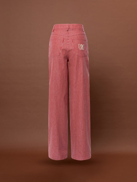 CLASSIC DENIM STRIPED PANTS - RED