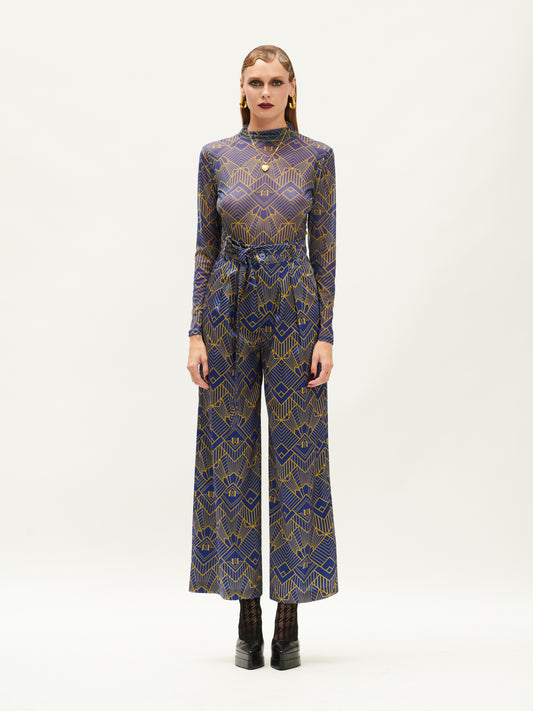 HIGH-WAISTED WIDE-LEG PANTS GATSBY INDIGO