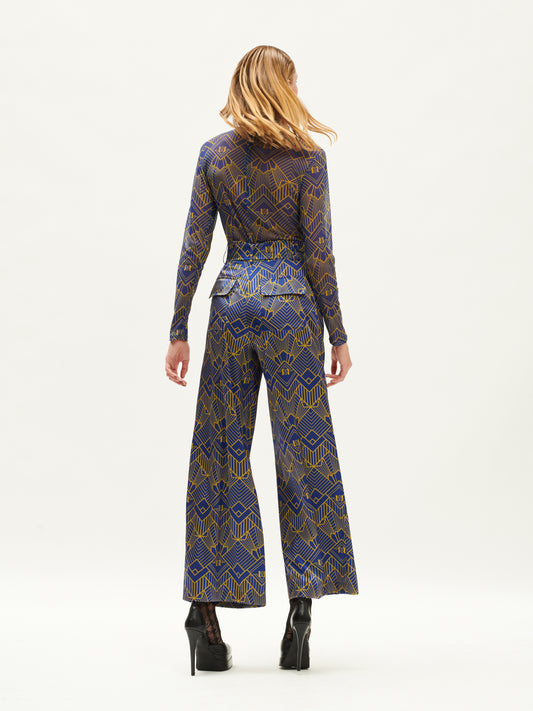 HIGH-WAISTED WIDE-LEG PANTS GATSBY INDIGO