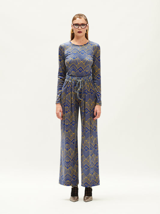PALAZZO VELVET PANTS GATSBY INDIGO