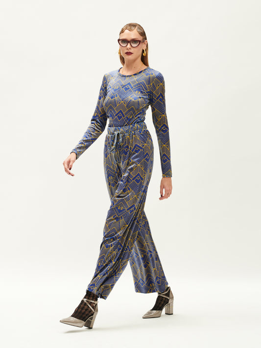 PALAZZO VELVET PANTS GATSBY INDIGO