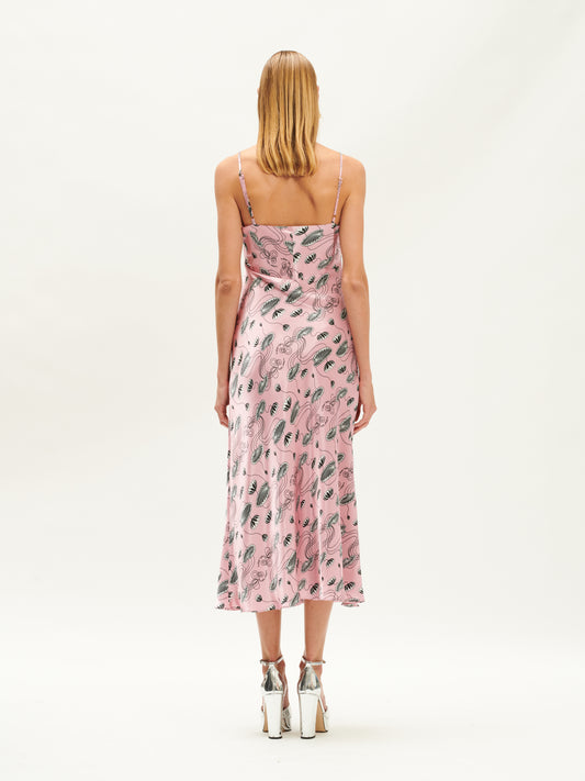 SATIN MAXI SLIP DRESS WATERLILY PINK