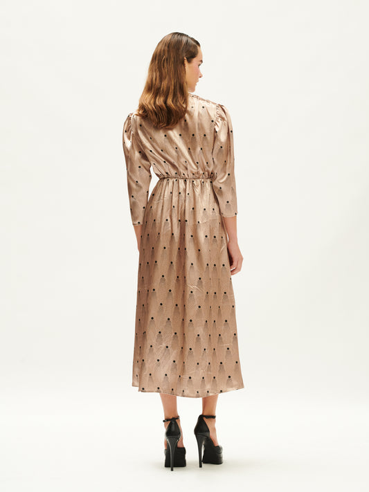 V-NECK TIE-FRONT DRESS COMET GOLD