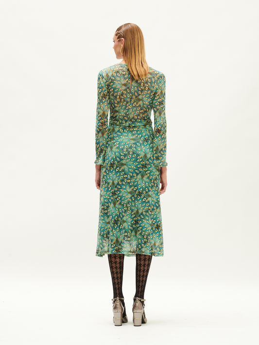 TULLE MIDI DRESS PEACOCK TEAL