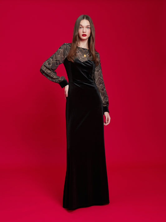 VELVET GOWN BLACK/GATSBY