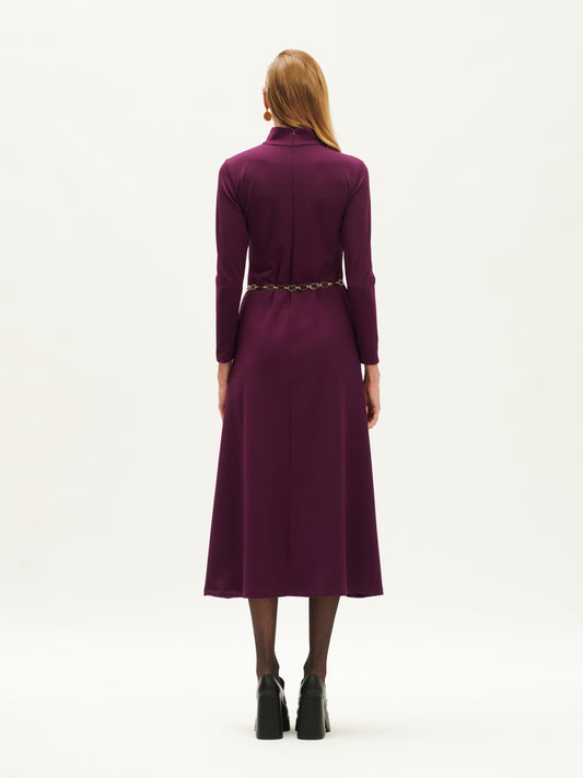 HIGH-NECK DRESS MULBERRY