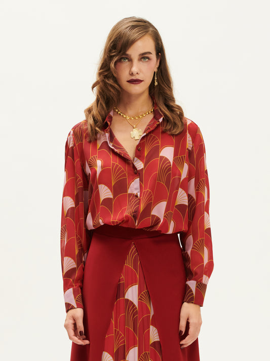 OVERSIZED CHIFFON SHIRT VITRO RED