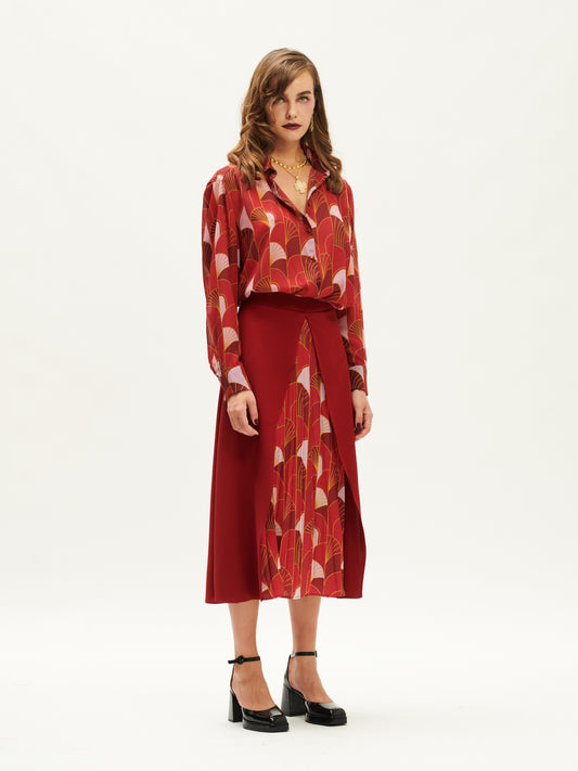 OVERSIZED CHIFFON SHIRT VITRO RED