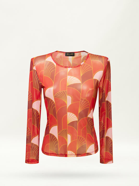 LONG-SLEEVE MESH TOP VITRO RED