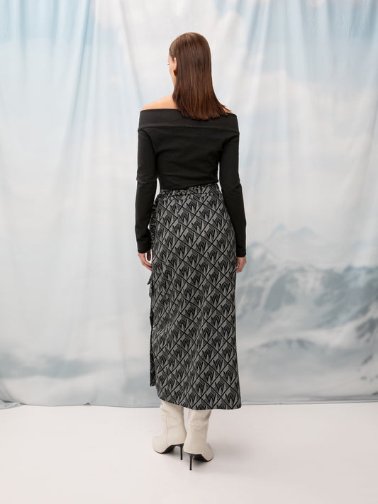 WRAP MIDI SKIRT W-LOGO