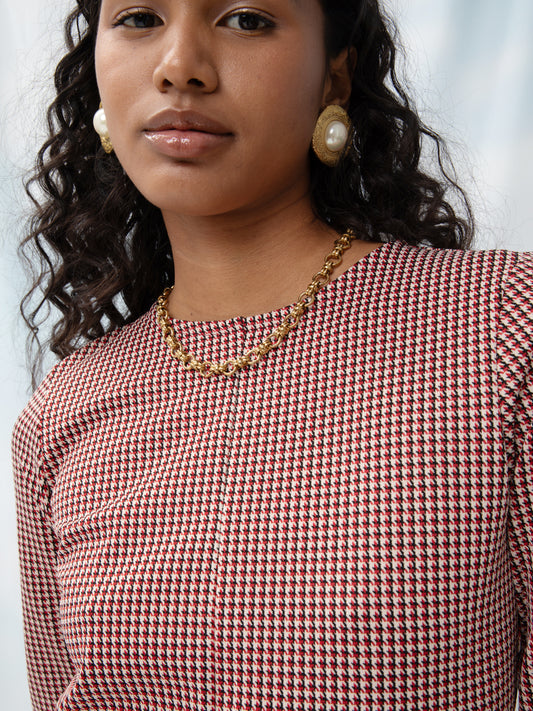 FLARED JUMPSUIT PIED-DE-POULE