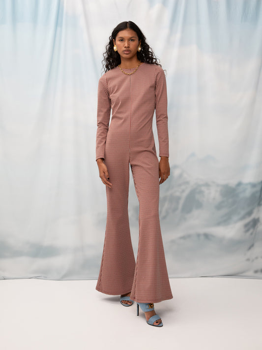 FLARED JUMPSUIT PIED-DE-POULE