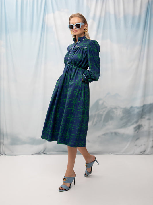 TIERED MIDI DRESS SNOWFLAKES