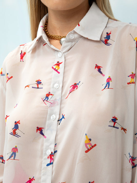 LONG-SLEEVE CHIFON SHIRT SKIERS