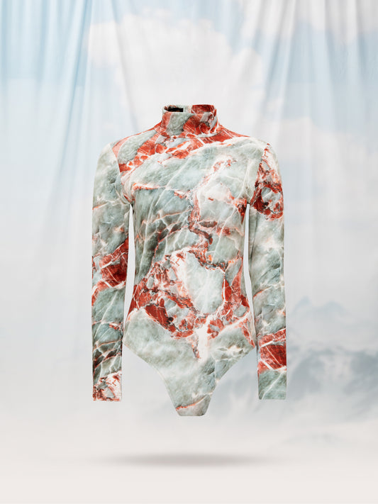HIGH-NECK BODYSUIT MARBLE