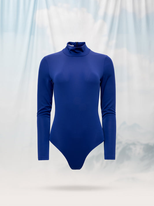 HIGH-NECK JERSEY BODYSUIT BLUE
