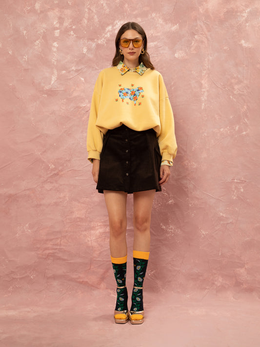 CORDUROY MINI SKIRT - BROWN