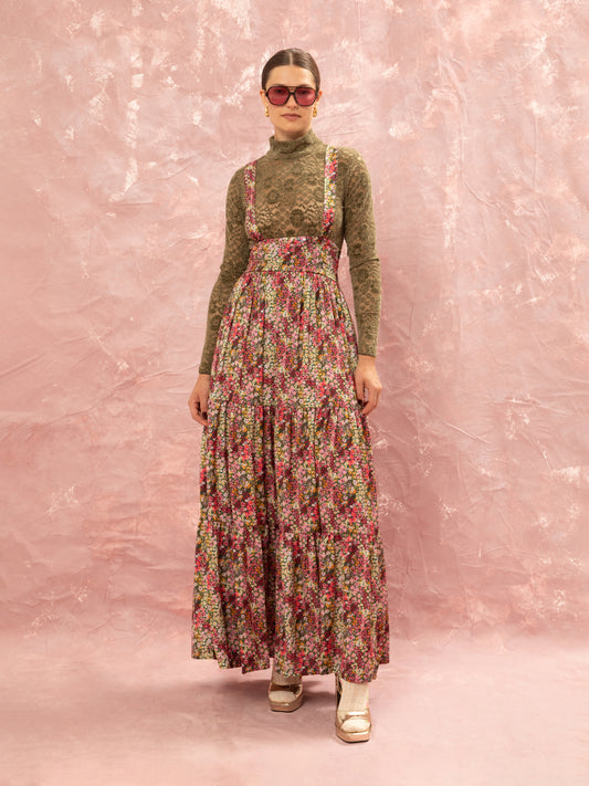 TIERED MAXI SUSPENDER SKIRT - LIBERTY FLORAL