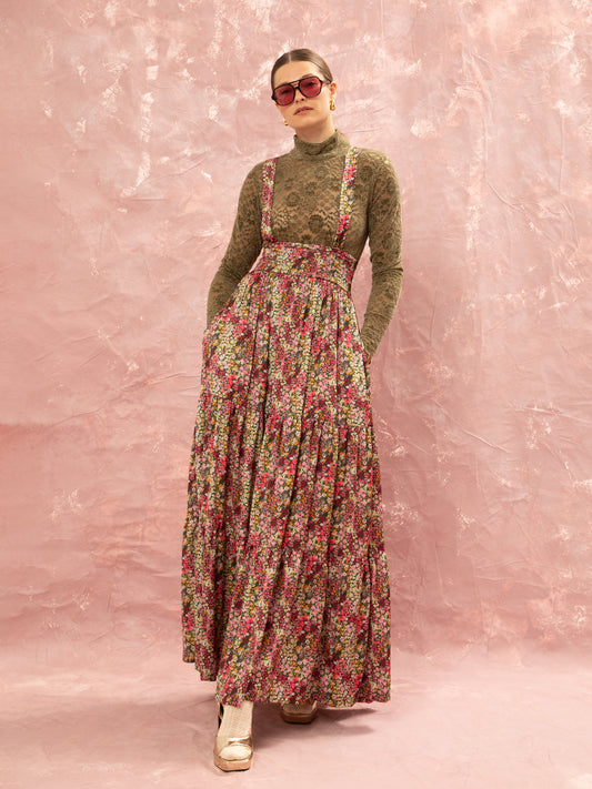 TIERED MAXI SUSPENDER SKIRT - LIBERTY FLORAL
