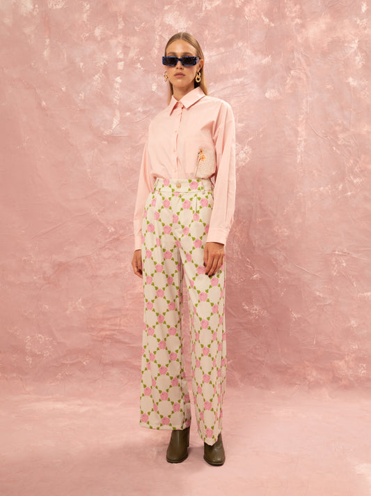 PLEATED CLASSIC PANTS - ROSES