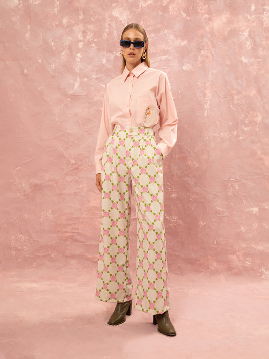 PLEATED CLASSIC PANTS - ROSES