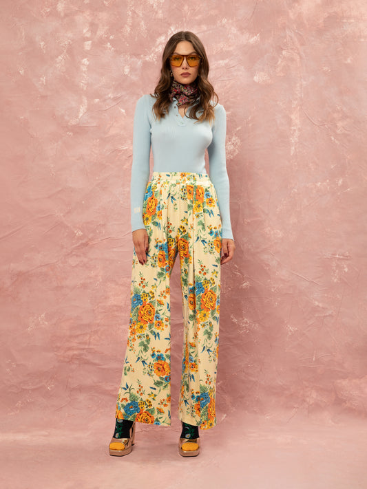 FLUFFY ELASTICATED-WAIST PANTS - TAPETSARIA CREAM