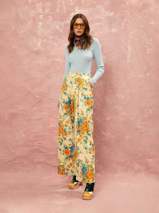FLUFFY ELASTICATED-WAIST PANTS - TAPETSARIA CREAM
