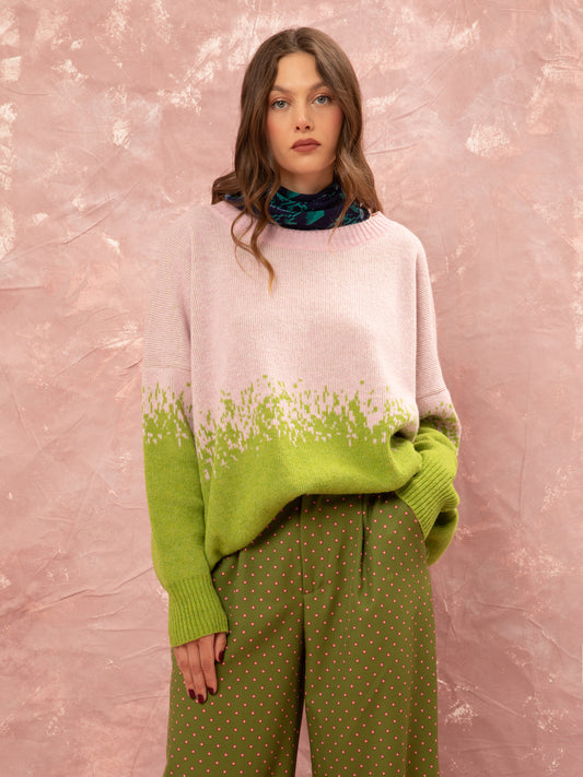 JACQUARD KNIT OMBRE JUMPER - PINK&LIME