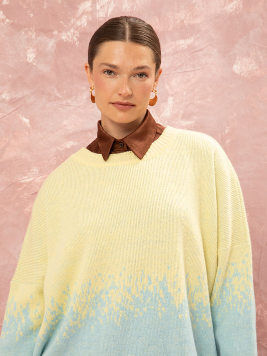 JACQUARD KNIT OMBRE JUMPER - YELLOW&BLUE