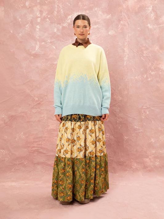 JACQUARD KNIT OMBRE JUMPER - YELLOW&BLUE