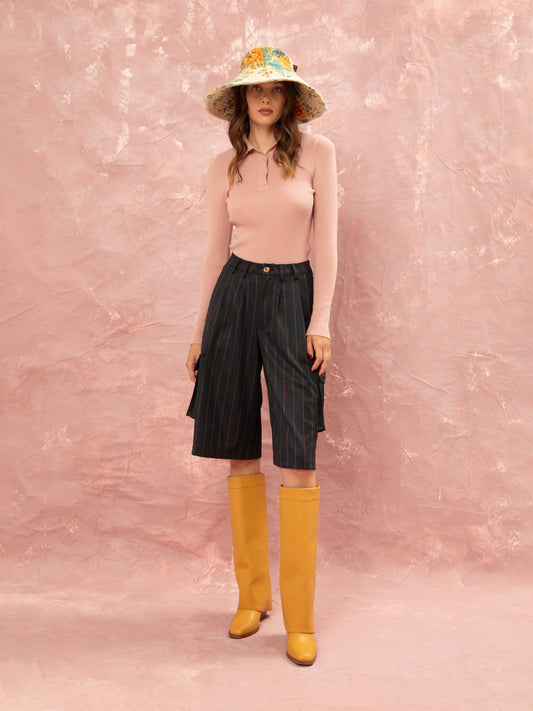 KNITTED POLO TOP - PINK