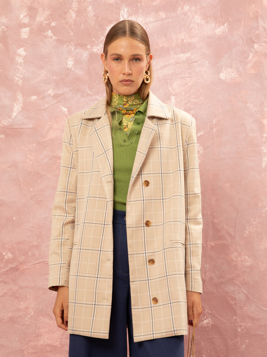 OVERSIZED BLAZER - CHECKED BEIGE