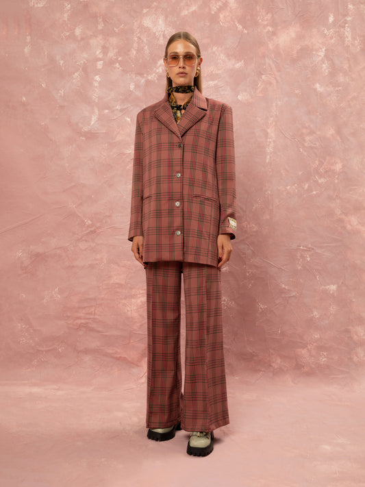 OVERSIZED BLAZER - CHECKED FUCHSIA