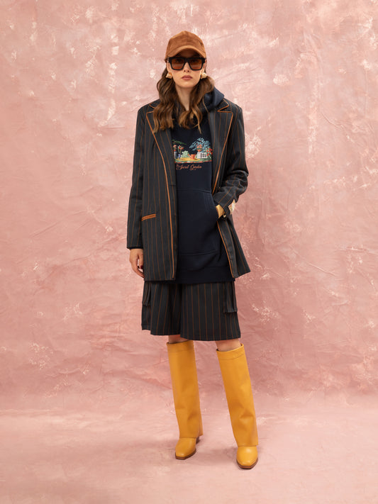 OVERSIZED BLAZER - STRIPED BLUE