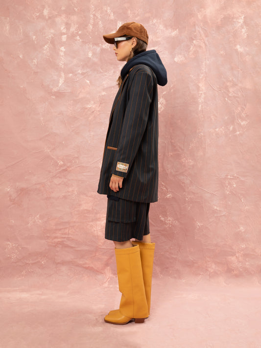 OVERSIZED BLAZER - STRIPED BLUE