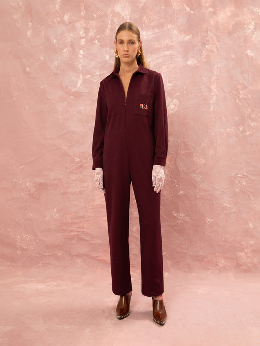 LOOSE JUMPSUIT - BURGUNDY
