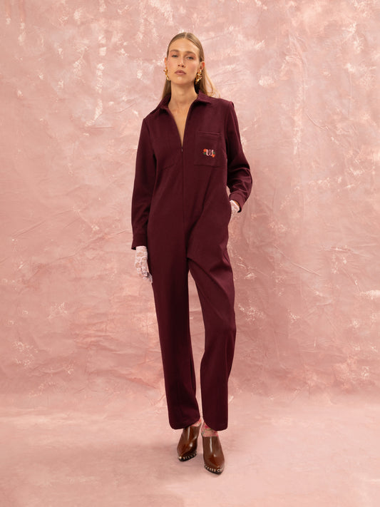 LOOSE JUMPSUIT - BURGUNDY