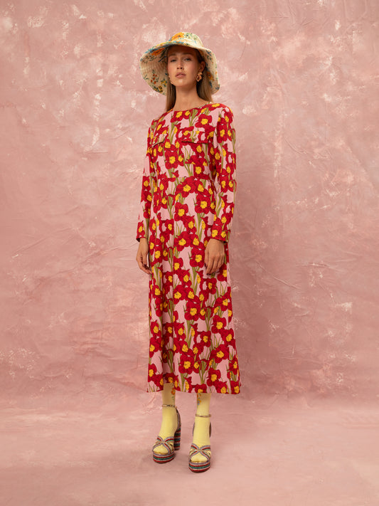 STRAIGHT LINE MIDI DRESS - NARCISSUS PINK